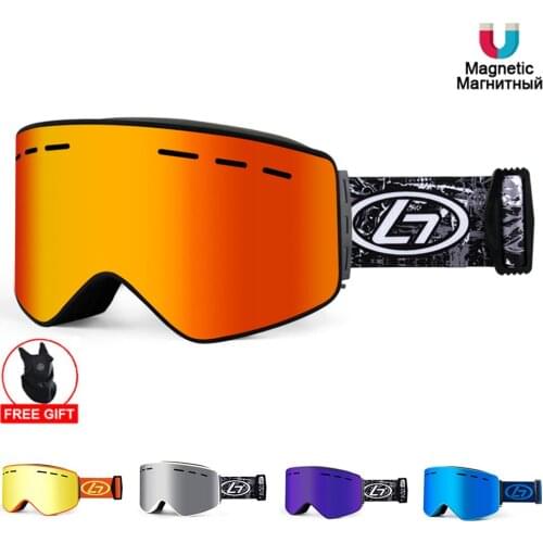 Ski Goggles Magnetic Men Women Winter Anti-Fog Ski Glasses With Ski Mask Adult Double Layers UV400 Snowboard Goggles Protection