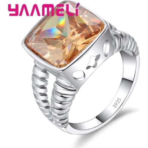Trendy Austrian AAA+ Crystal Ring Women Girl 925 Sterling Silver Rings Fashion Jewelry Wedding Anillo Bijoux Hot Sale