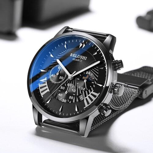 Montre Homme 2020 Mens Watches Top Brand Luxury Business Quartz Man Watch Male Clock Date Hodinky Fashion Black Mesh Mens Watch