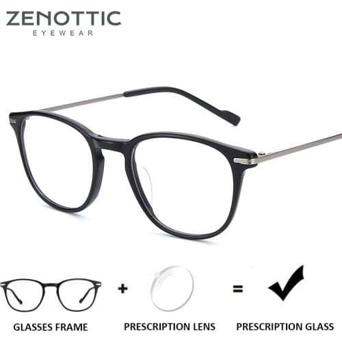 ZENOTTIC Anti-Blue-Ray Prescription Glasses Unisex Optical Myopia Hyperopia Eyeglasses Frame Retro Photochromic Clear Eyewear