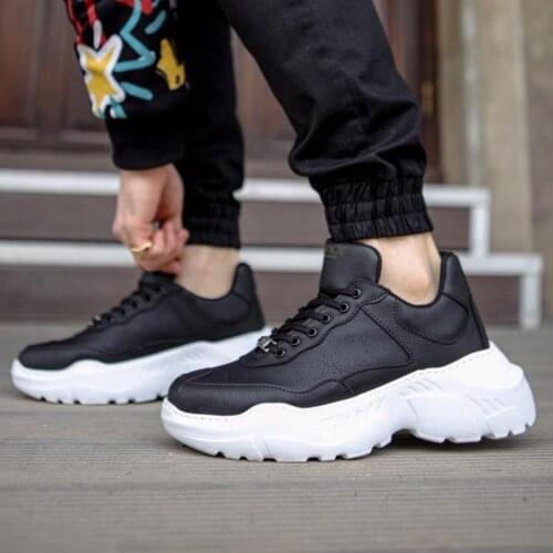Knack High Outsole Casual Male Shoes N75 Black (White Bottom) Street Fashion Spring Summer New Creation New Season