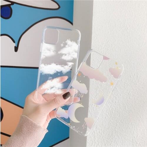 Clear Case For iPhone 12 Pro Max XR X XS Max SE 2020 7 8 6 6S Plus 5 Fashion Colored Clouds Painting Couqe For iPhone 11 Pro Max