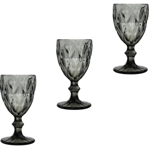 Relief Wine Glasses Drinking Cup 3pcs / lot Color Retro Juice Glasses for Drinking Cups Wedding Party Wine Glass 300ml 10oz