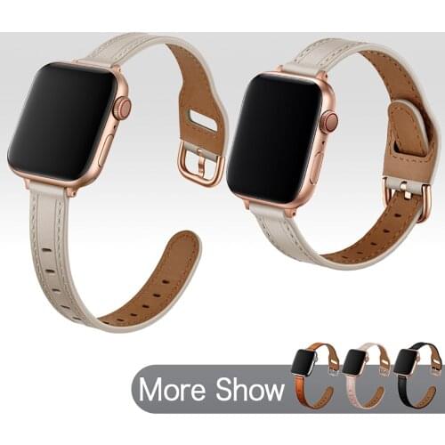Genuine Leather Watch Strap For Apple Watch 38mm 42mm Wrist Bracelet Ladies Watch Band For Apple Watch Series SE 6 5 4 40mm 44mm