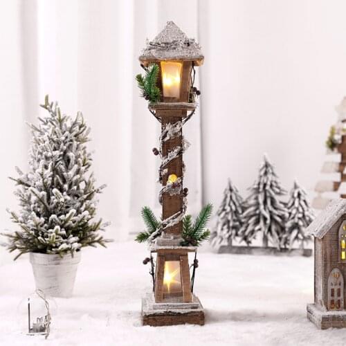 Christmas creative wooden decoration house pendant analog street lamp model light Christmas party home decoration Navidad