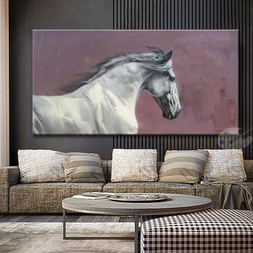 Hand-Painted American Light Luxury Living Room Decorative Horse Success Office Study Porch Oil Painting