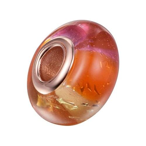 CKK Silver 925 Jewelry Fits Pandora Bracelets Glittering Sunset Murano Glass Charm Original Charms