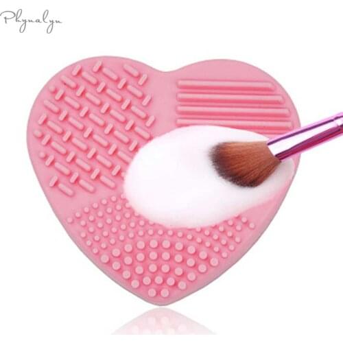 Silicone Makeup Brush Cleaning Mat Washing Tools Heart Shape Cosmetic Cleaning Tools 1 Piece Makeup Brushes Cleaner