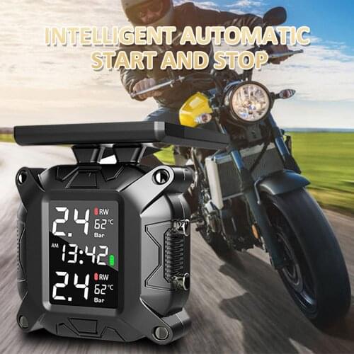 Motorcycle Solar Power TMPS Tire Pressure Monitoring System With 2 External Sensors