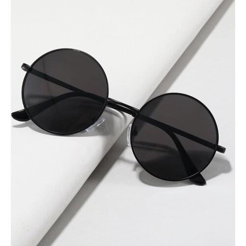 Retro Vintage Round Sunglasses Men Brand Designer Sun Glasses Women Metal Frame Black Lens Eyewear Driving UV400 De Sol Gafas