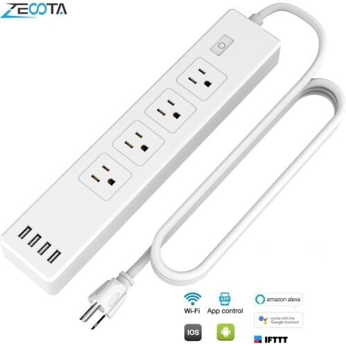 WiFi Smart Power Strip Surge Protector 4 way Electrical Outlets US Plug Socket USB Wireless Remote Control by Alexa Google Home