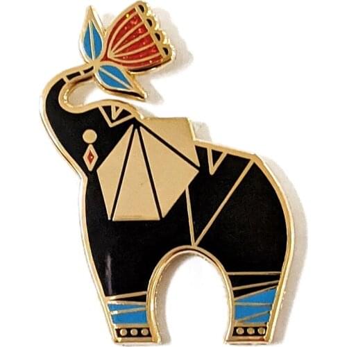 Unique Bohemian African Elephant Hard Enamel Pin Kawaii Lucky Elephants Cartoons Animal Brooch Badges Fashion Jewelry Gift