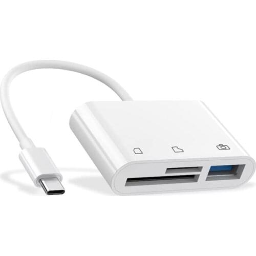 USB C to Micro-SD TF Memory Card Reader, 3-In-1 USB Camera Card Reader Adapter for Galaxy S10/S9 and More USB C Devices