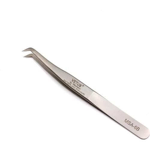 VETUS MSA-6B Makeup Tweezers curved high-hardness stainless steel durable Eyelash Tweezer for 3D 6D Volume Eyelash Extension