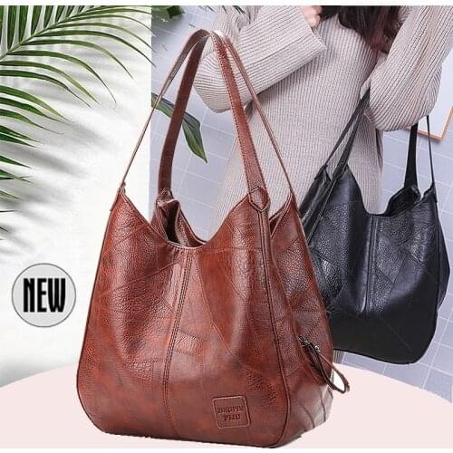 Vintage PU Leather Women Bag Designer Shoulder Bag for Women Large Capacity Ladies Hand Bags