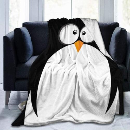 Funny Penguin Face Blanket Bed Blanket as Bedspread/Coverlet/Bed Cover Soft, Lightweight, Warm and Cozy for Boys