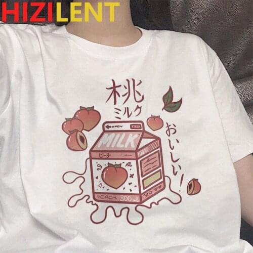 Peach Juice T Shirt Women Pink Cartoon Harajuku Tshirt Vintage Aesthetic Female Kawaii lolita T-shirt Casual Fashion y2k Top Tee