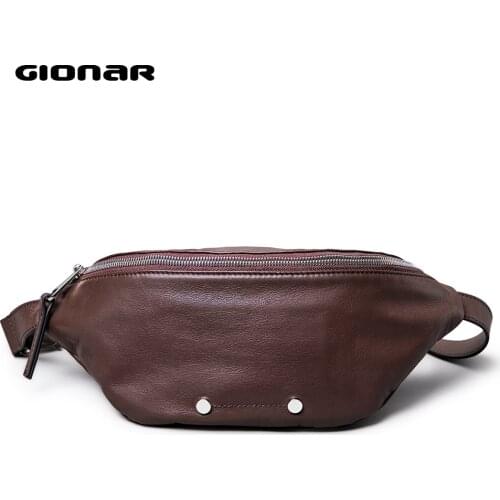 GIONAR Genuine Leather Fanny Pack Women Designer Crossbody Waist Chest Bag Luxury Brand Belt Purse Hidden Secret Compartment
