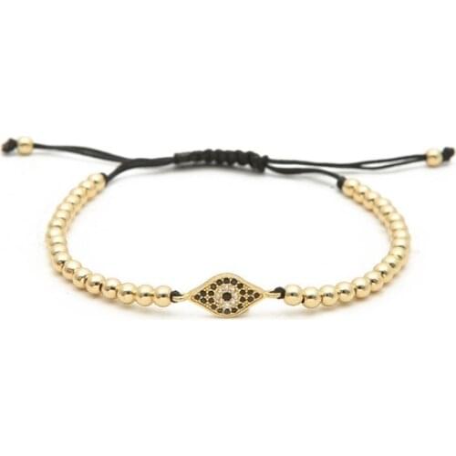 Gold silver Turkish Evil Eye micro pave cz Cubic Zirconia bracelet rope adjusted Macrame religion iol4 Braiding Bangles Women