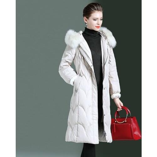 Down Winter Coat Female Real Raccoon Fur Hooded White Duck Down Jacket Women Korean Fashion Warm Brand Down Parkas 26699440
