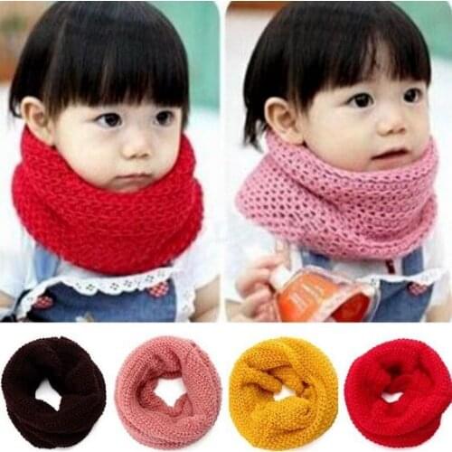 Winter baby scarf Childrens Warm Scarf Children Baby Boy Girls Knitted O-Scarf kids candy warm neck bib scarf Spring Autumn