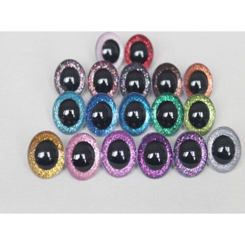 1000pcs WHOLESALE PRICE 9MM--20mm DIY new glitter round safety clear toy eyes+hard washer+ glitter --color option--N18