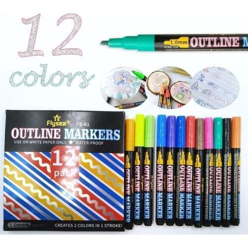 12 Pack Paint Markers Painting Marker Pen Set for Fabric, Plastic, Canvas, Glass, Mugs, DIY Craft, Waterproof Write On Anything
