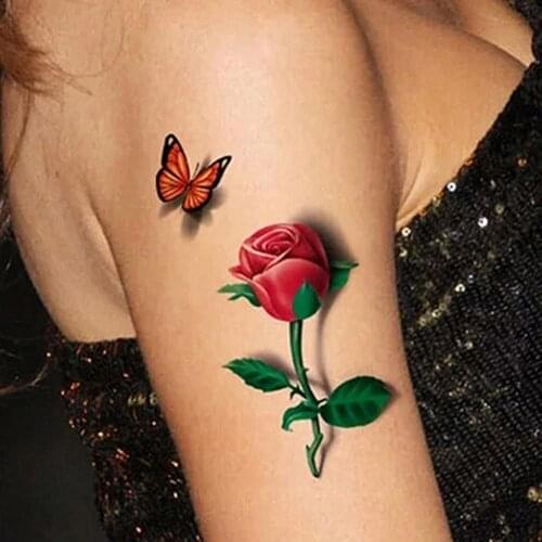 3D Temporary Removable Waterproof Colorful Body Art Butterfly Flower Tattoo Sticker Body Art