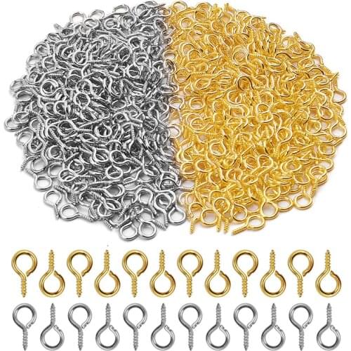 4x8mm Small Tiny Mini Eye Pins Eyepins Hooks Eyelets Screw Threaded Gold Clasps Hooks Jewelry Findings For Making DIY 400pcs/lot