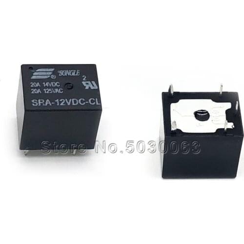 5pcs/lot Songle relay SRA-05V 12V 24VDC-CL T74 24V black 20A 5 feet