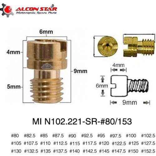 Alconstar-10pcs Small Round Main Jets N102.221-#80-153 For Mikuni BSR carburetor For Yamaha Generator For Kawasaki KSF400