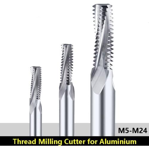 1pcs Full Tooth Threading Milling Cutter for Aluminum End Mills ISO Metric Carbide Tungsten Steel M4 M5 M6 M8 M12 M20