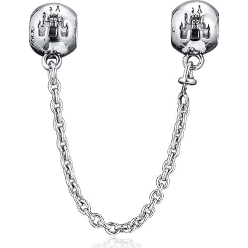925 Jewelry Fantasyland Castle Safety Chain Safety Chain Charm Fits Original Bracelet Sterling Silver Making