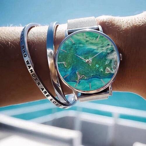 Coral Shell Fashion Women Stainless Steel Mesh Band Casual Quartz Wrist Watch Ladies Dress Watches Gift Luxury