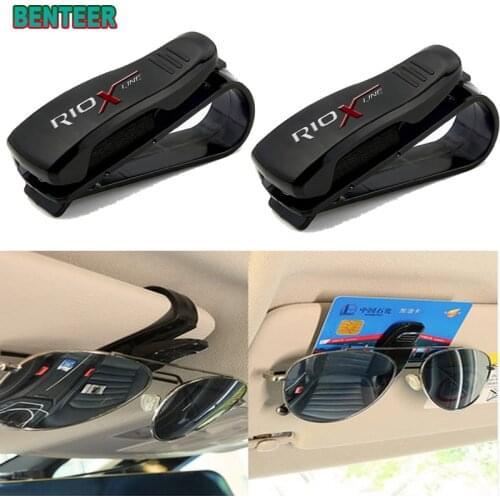 ABS Portable Car Glasses Cases Ticket Card Clamp Car Sun Visor Sunglasses Holder for Kia RIO RIO X LINE Car styling