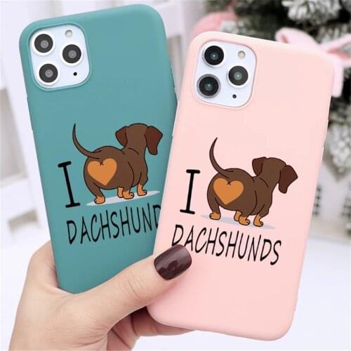 Moskado I Love Dachshunds Dogs Phone Case For iPhone 11 Mini 12 Pro Max X XR XS Max 7 8 7Plus SiliconeTPU Camera Back Case Cover