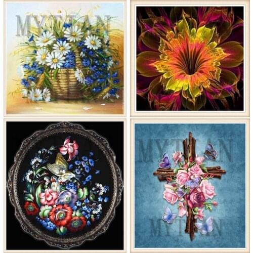 Flower Colorful Diamond Painting Full Square/round Drill 5D DIY Cross Stitch Diamond Embroidery Handmade Stones art home decor