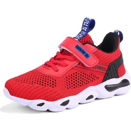 Children Sports Shoes Spring Autumn Boys Girls Anti-slip Knit Net Breathable Kids Sneakers Infant Mens Running Shoe Black Red