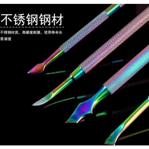 By dhl 500pcs Dual-Ended Colorful Nail Art Dead Skin Push Cuticle Pusher UV Gel Remover Manicure Pedicure Tools new