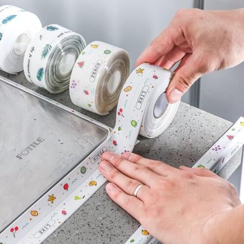 Household Kitchen Pvc Waterproof Wall Paste Beauty Seam Paste Mildew Proof Tape Bathroom Sink Seamless Paste Cute Pattern Tape