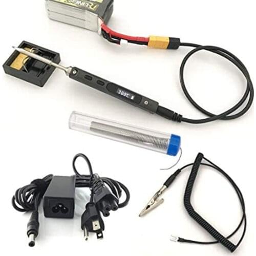 TS100 65W Mini Electric Soldering Iron Station Adjustable Temperature Digital Display with B2 Solder Tip 24V Power Supply