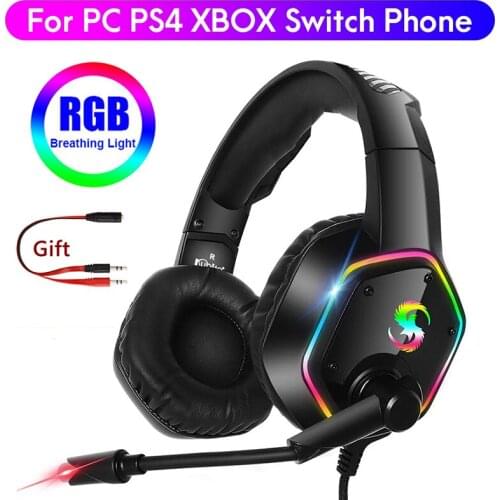 KINGSTAR Gaming Headset Gamer Headphones with Microphone 7.1 Stereo RGB Noise Canceling Earphones For PC PS4 PS5 XBOX Phones