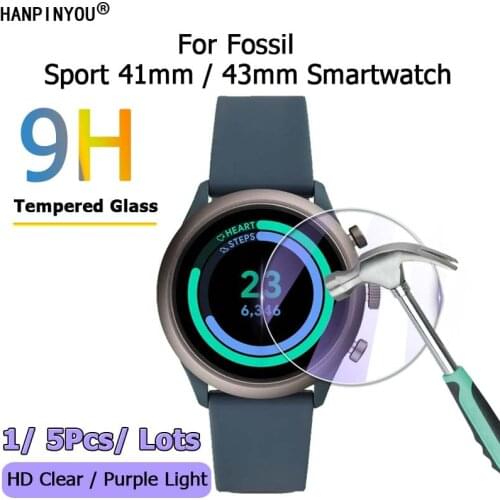 For Fossil Sport SmartWatch 41mm 43mm HD Clear / Anti Purple Light 2.5D 9H Toughened Tempered Glass Film Screen Protector Guard
