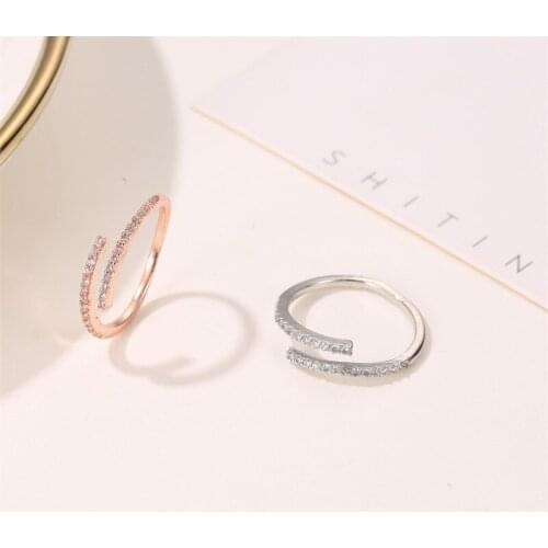 Zircon Nail Rings Luxury Woman Brand Style Crystal Ring Jewelry Adjustable Free Size Best Gift for Friends