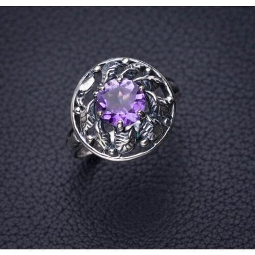 StarGems Natural Amethyst Handmade 925 Sterling Silver Ring 6.25 D7926