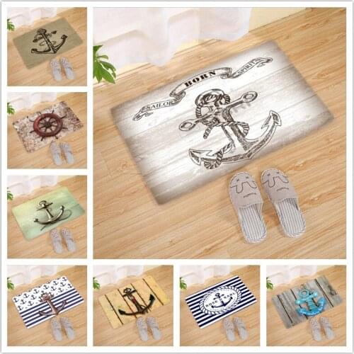 Seascape Ships Anchor Print Carpet Kids Room Decorate Carpet Baby Bedroom Game Mat Entrance Carpets Living For Doormat Room