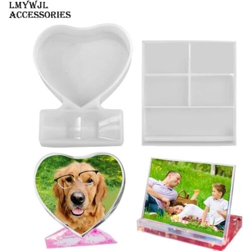 DIY Heart-shaped Square Photo Frame Resin Silicone Mold Crafts Desktop Decoration Epoxy Resin Molds Handicraft Accessories