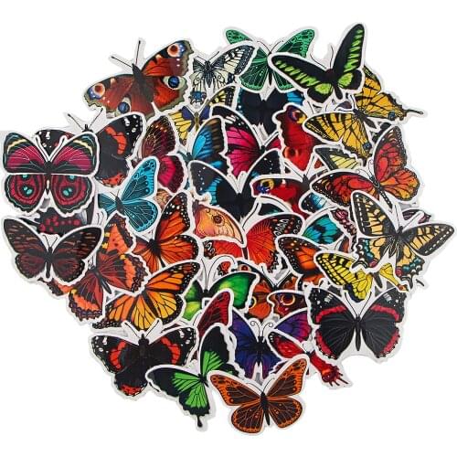 LX604 45PCS Beautiful Butterfly Personalized Graffiti Sticker PVC Suitcase Skateboard Laptop Piano Body Sticker For Girl