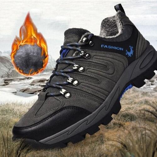 MILIKUYOU Brand Men Winter Shoes Leather Sneakers Men Waterproof Mens Snow Boots Outdoor Hiking Plush Wram Shoes Big Size 39-47