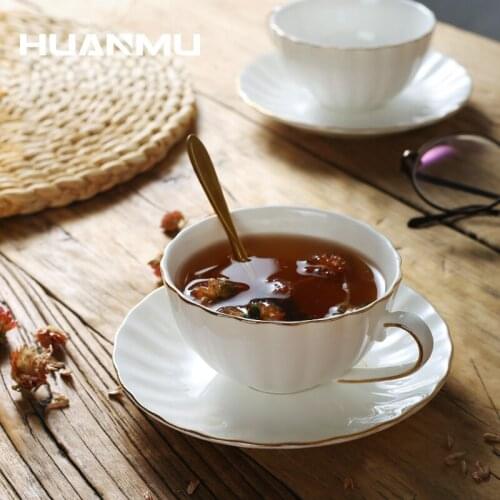 210ML High-grade Ceramic Cffee Cups & Mugs Set Espresso Simple European Style China Cappuccino Flower Cups Latte